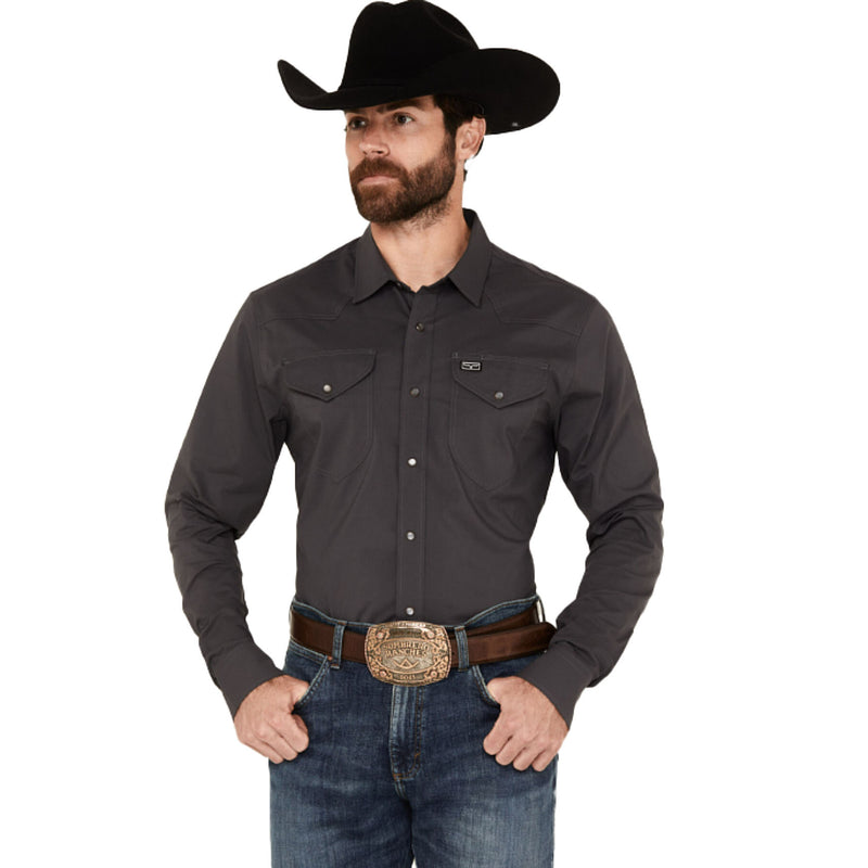 Kimes Ranch Mens Charcoal Blackout Snap Shirt