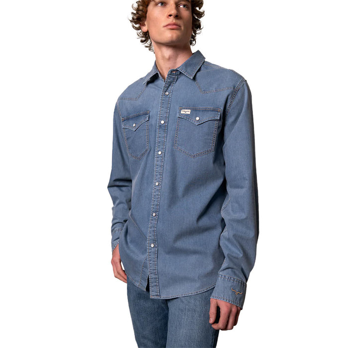 Kimes Ranch Men's Denim Cleavon Long Sleeve Snap Shirt