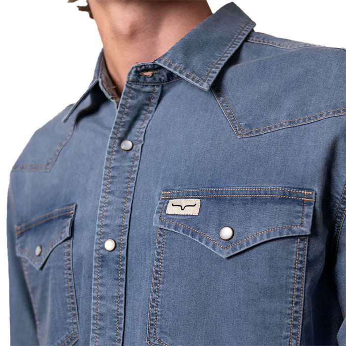 Kimes Ranch Men's Denim Cleavon Long Sleeve Snap Shirt