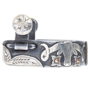 Mike Emberson Longhorn and Floral Engraved Mens Cowboy Spurs