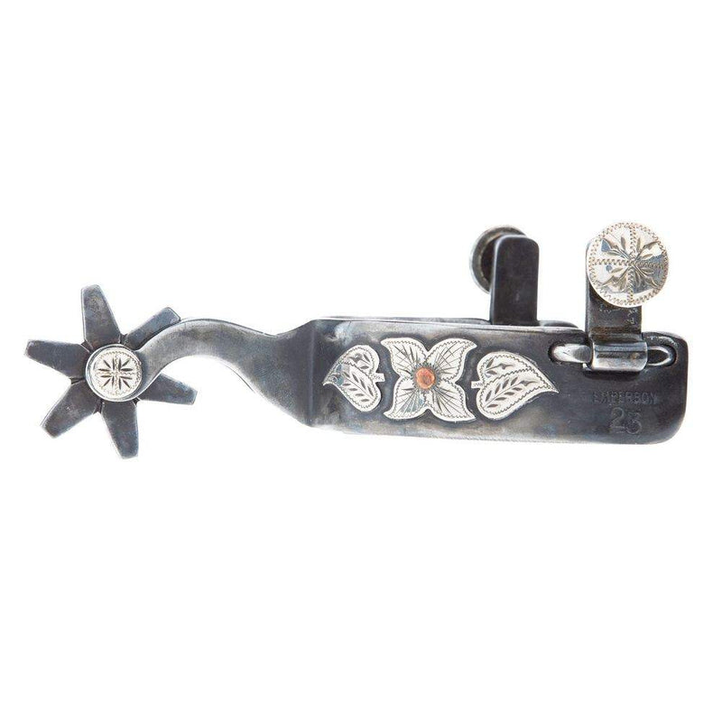 Mike Emberson Longhorn and Floral Engraved Mens Cowboy Spurs