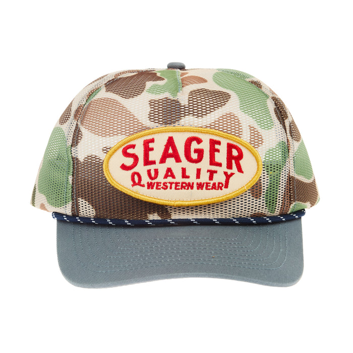 Seager Inc Men's Old Town Camo and Blue Cap