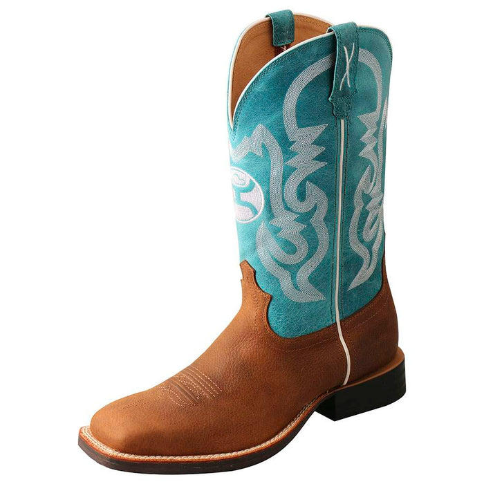 Twisted X Men's Hooey Gingerbread 12in. Turquoise Top Square Toe Boot