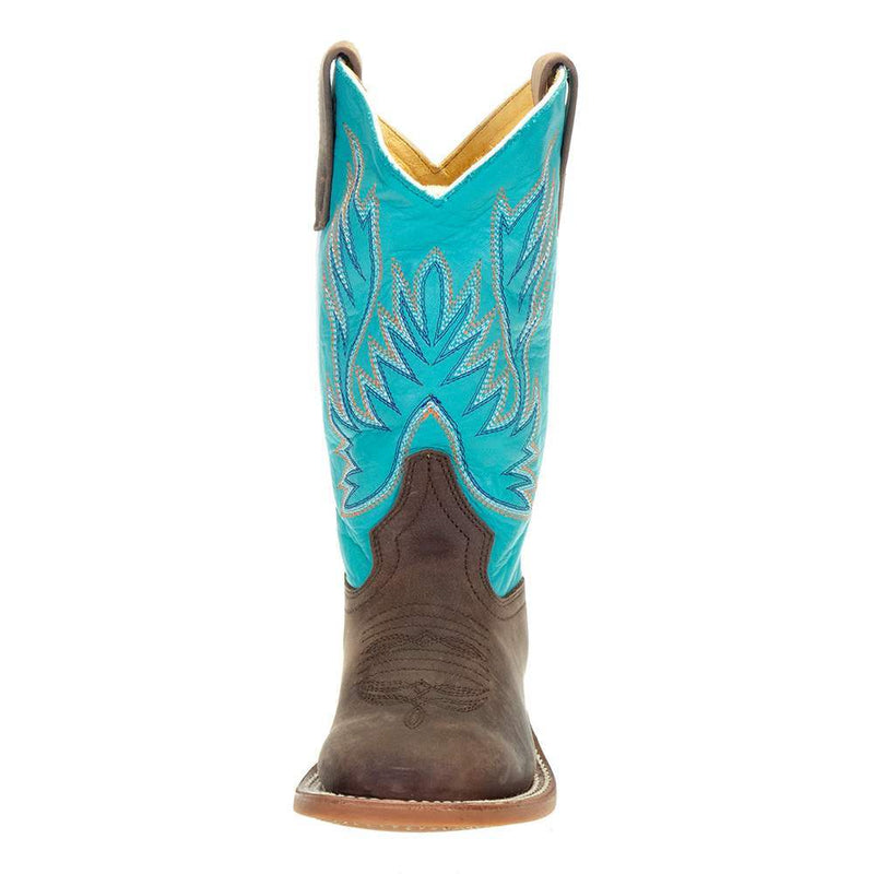 Macie Bean Kids Brown Foot Blue Top Oxbow Sole Cowgirl Boot