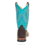 Macie Bean Kids Brown Foot Blue Top Oxbow Sole Cowgirl Boot