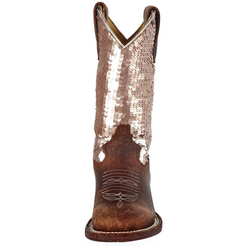 Macie Bean Kids Brown Bison Sparkle Magic Cowgirl Boot