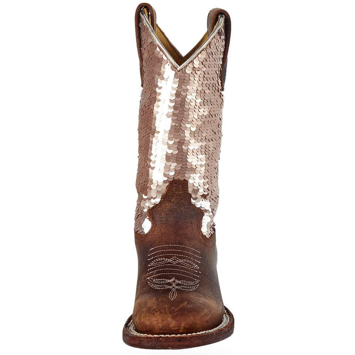 Macie Bean Kids Brown Bison Sparkle Magic Cowgirl Boot