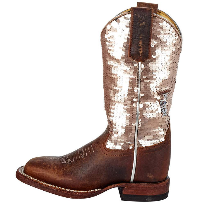 Macie Bean Kids Brown Bison Sparkle Magic Cowgirl Boot