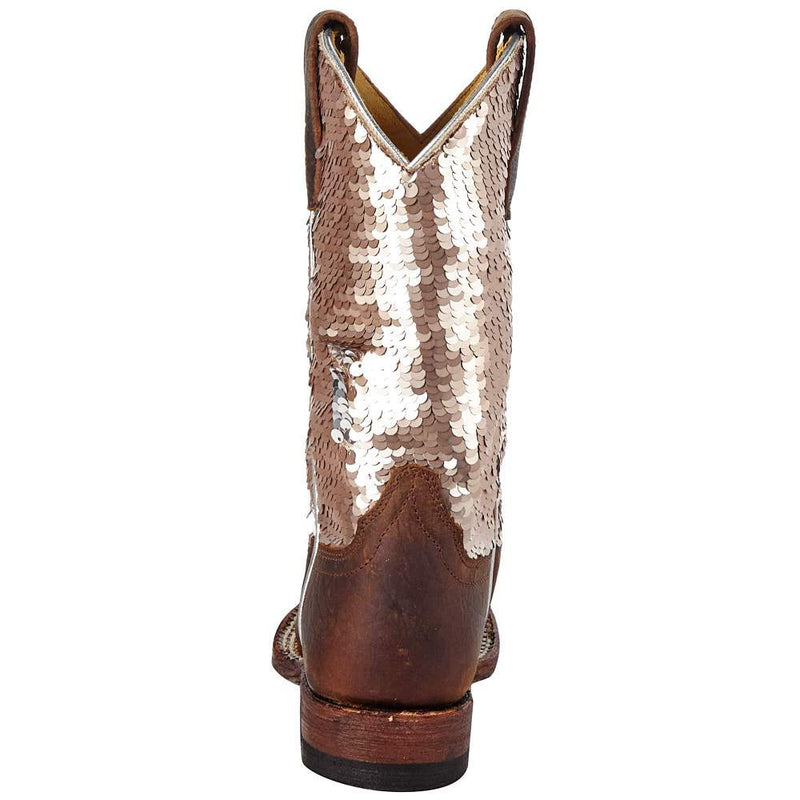 Macie Bean Kids Brown Bison Sparkle Magic Cowgirl Boot