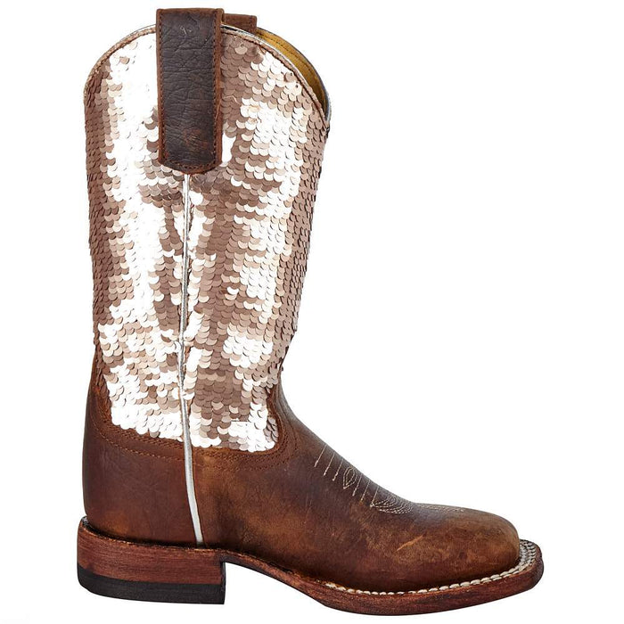 Macie Bean Kids Brown Bison Sparkle Magic Cowgirl Boot