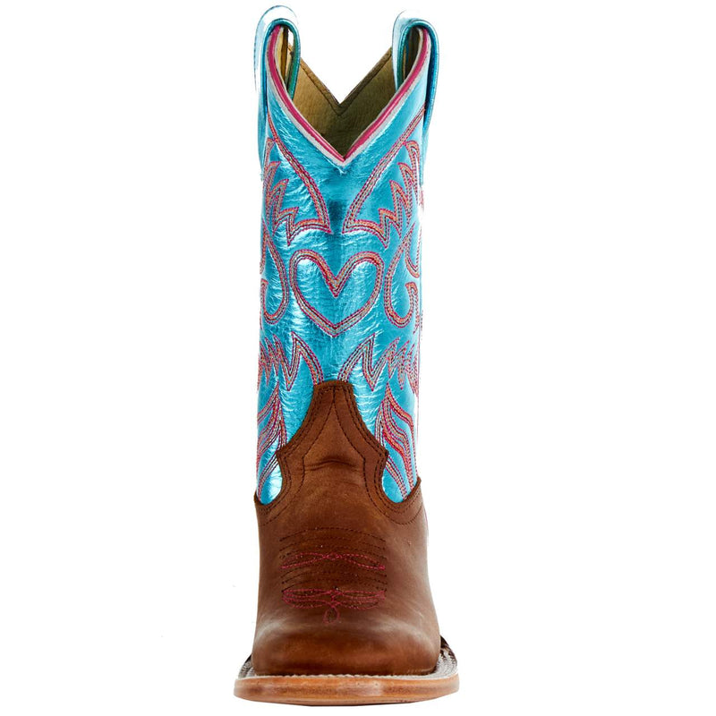 Macie Bean Kids Crazy horse with Metallic Turquoise Top Boot