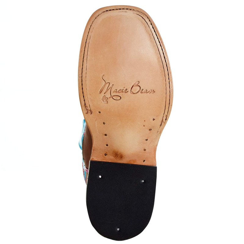 Macie Bean Kids Crazy horse with Metallic Turquoise Top Boot