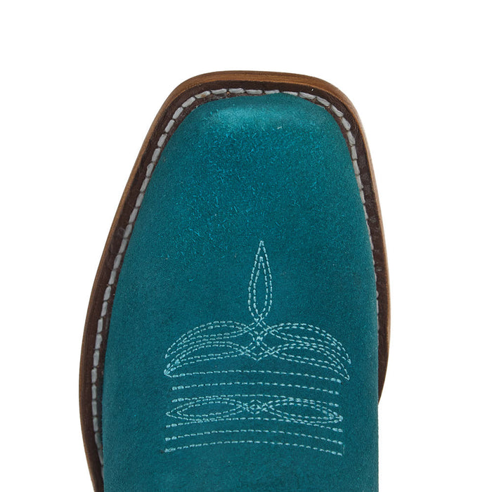 Macie Bean Kid's Turquoise Suede and Blue New Orleans Cutter Toe Boot