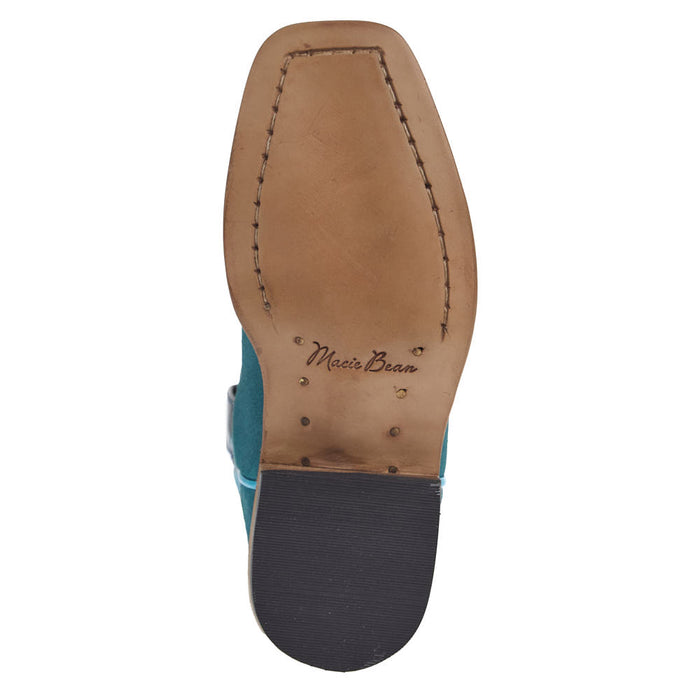 Macie Bean Kid's Turquoise Suede and Blue New Orleans Cutter Toe Boot