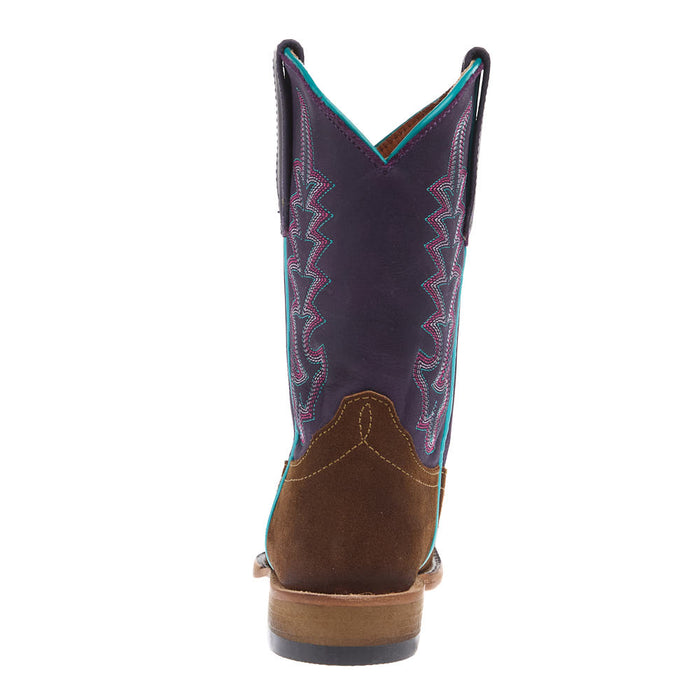Macie Bean Girl's Snuff Waxy Commander and Purple Nashville Cutter Toe Boot