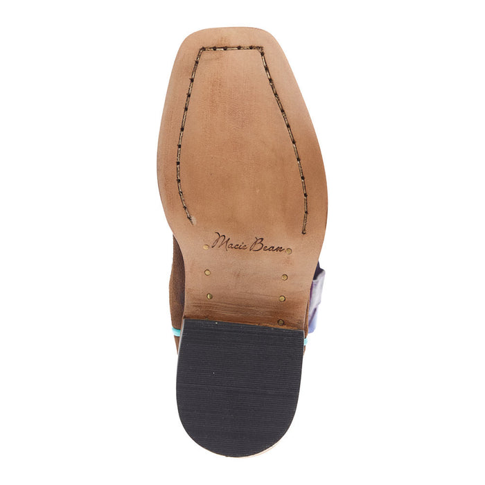 Macie Bean Girl's Snuff Waxy Commander and Purple Nashville Cutter Toe Boot