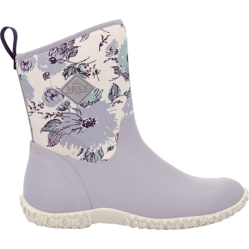 Muck Women's Grey Purple Flower Rubber Boot