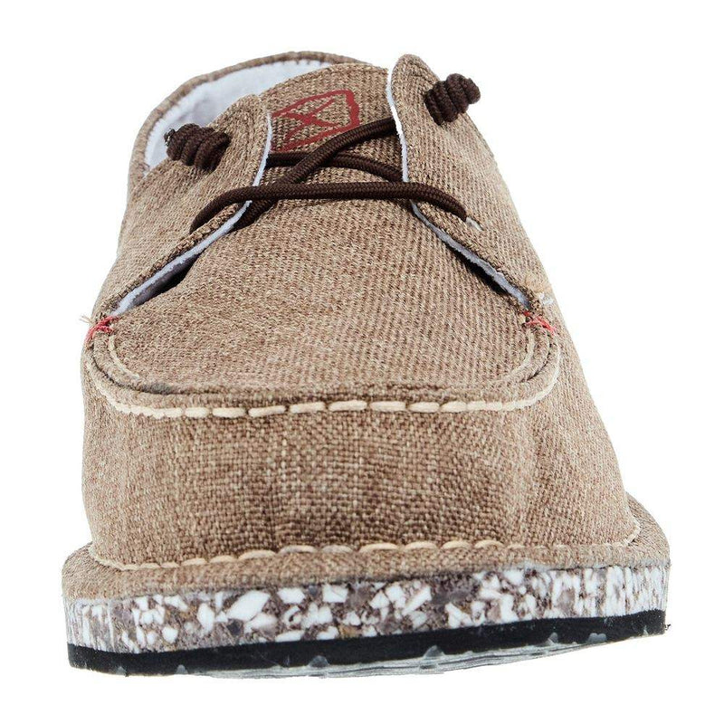 Twisted X Mens Circular Project Brown Linen Boat Shoe