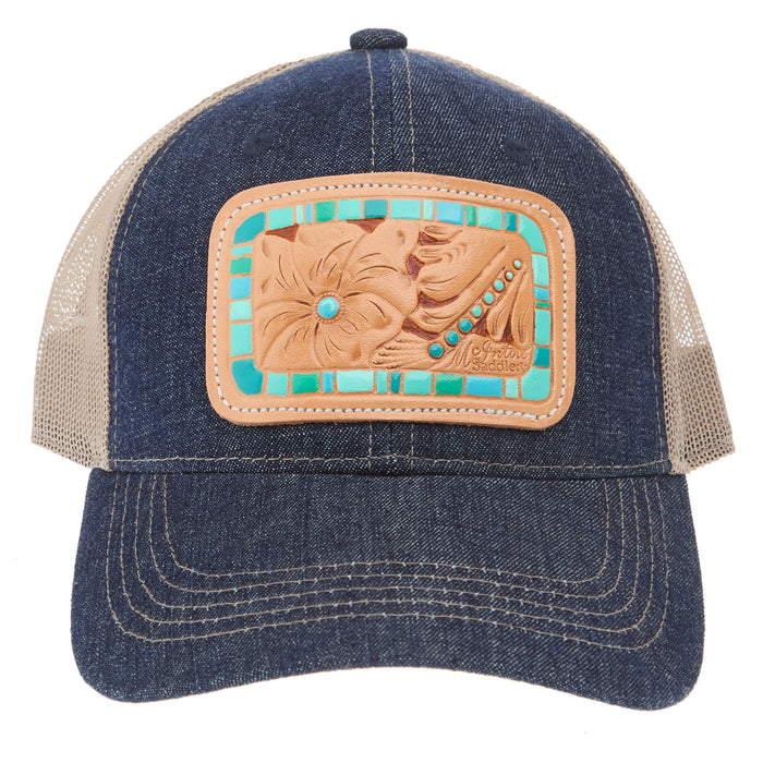 Mcintire Saddlery Women's Denim and Tan Chunk Cap