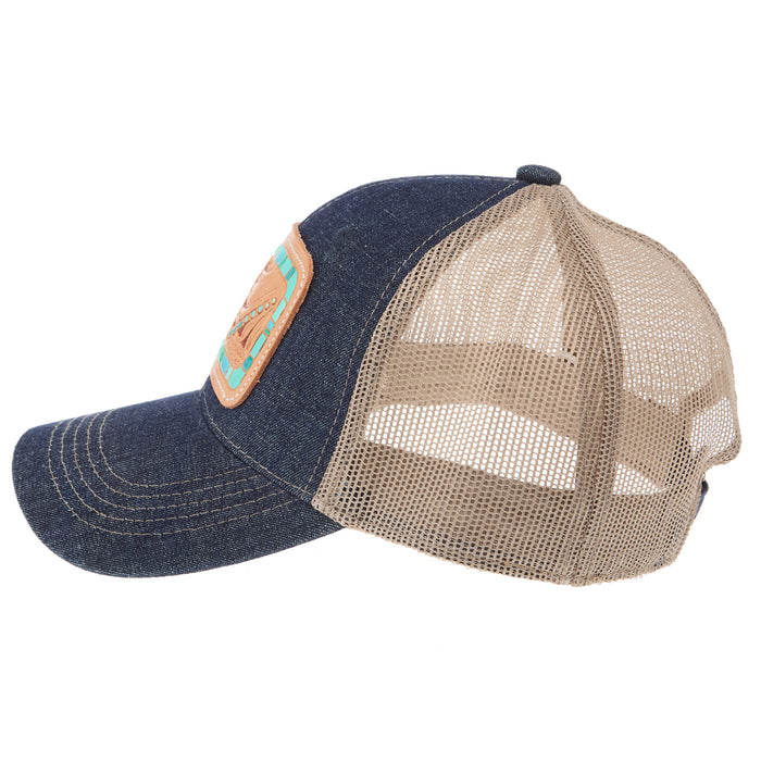 Mcintire Saddlery Women's Denim and Tan Chunk Cap