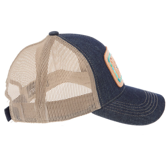 Mcintire Saddlery Women's Denim and Tan Chunk Cap