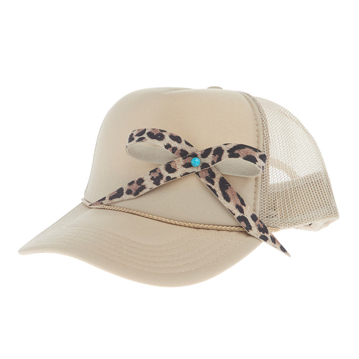 Mcintire Saddlery Leopard Bow Cream Foam Cap