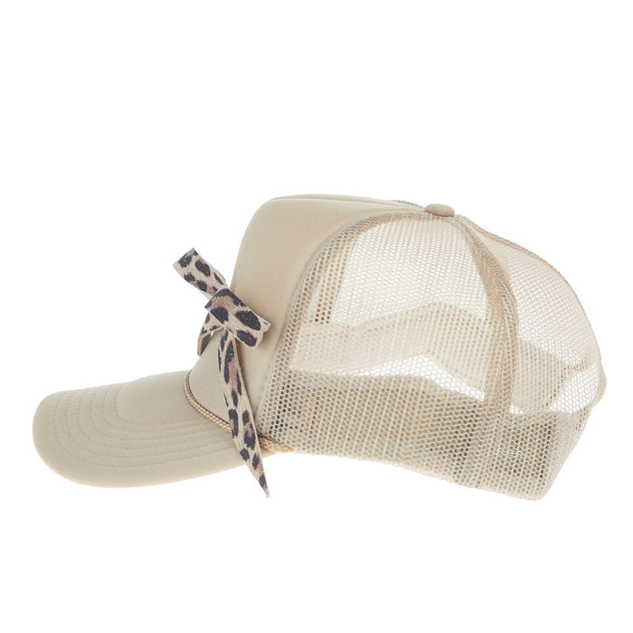 Mcintire Saddlery Leopard Bow Cream Foam Cap