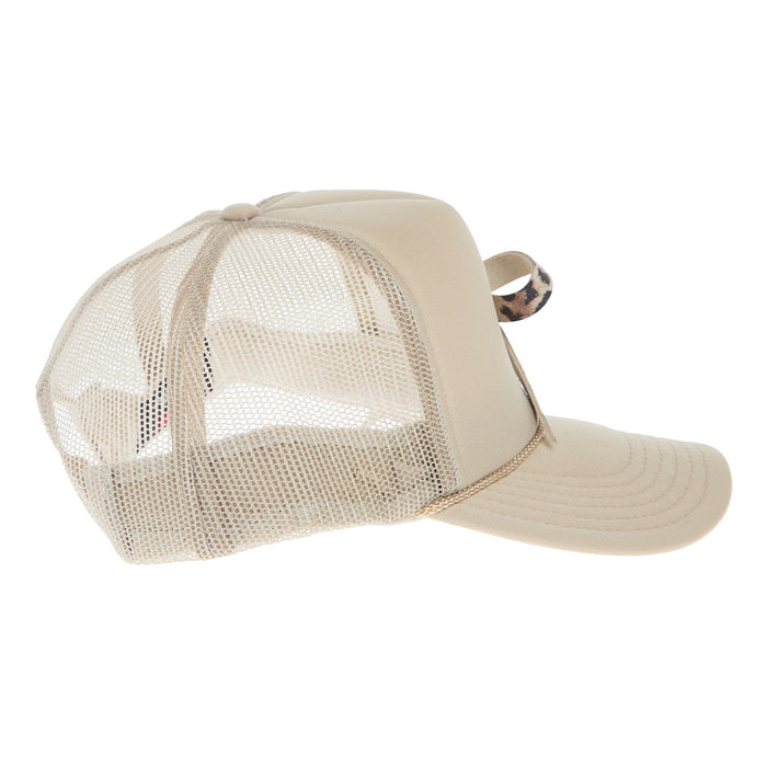 Mcintire Saddlery Leopard Bow Cream Foam Cap