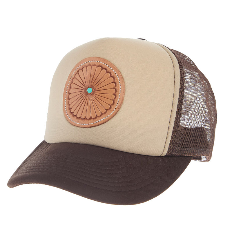 Mcintire Saddlery Natural Pinwheel White & Chocolate Cap