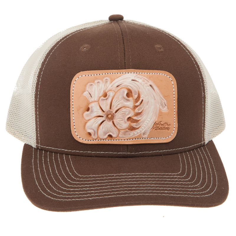 Mcintire Saddlery Brown and Tan White Floral Cap