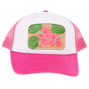 Mcintire Saddlery White and Fuchsia Pink Hibiscus Cap