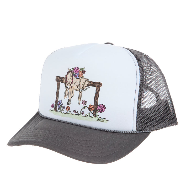 Mcintire Saddlery Hitchin Post White & Grey Cap