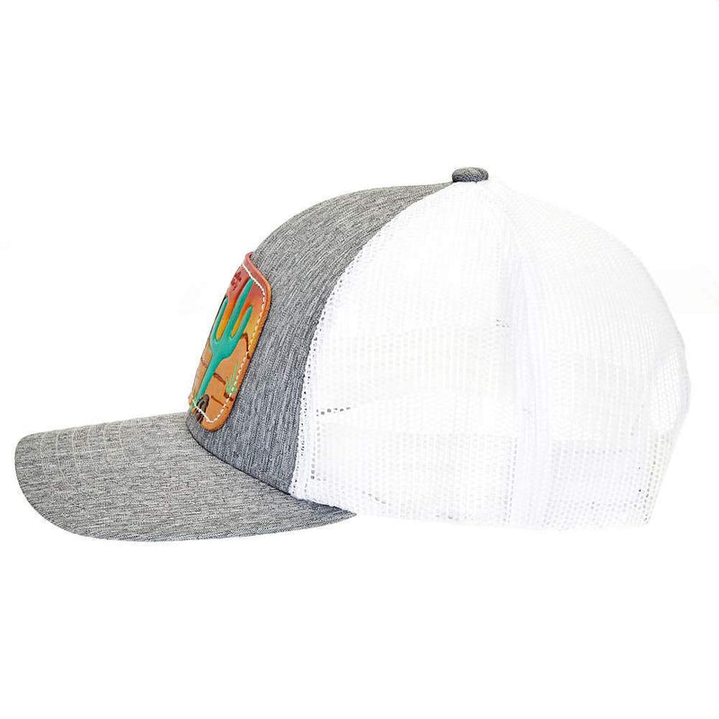 Mcintire Saddlery Gray/White Leopard Leather Patch Cap
