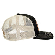 Mcintire Saddlery Black and Tan Leopard Rose Leather Patch Cap