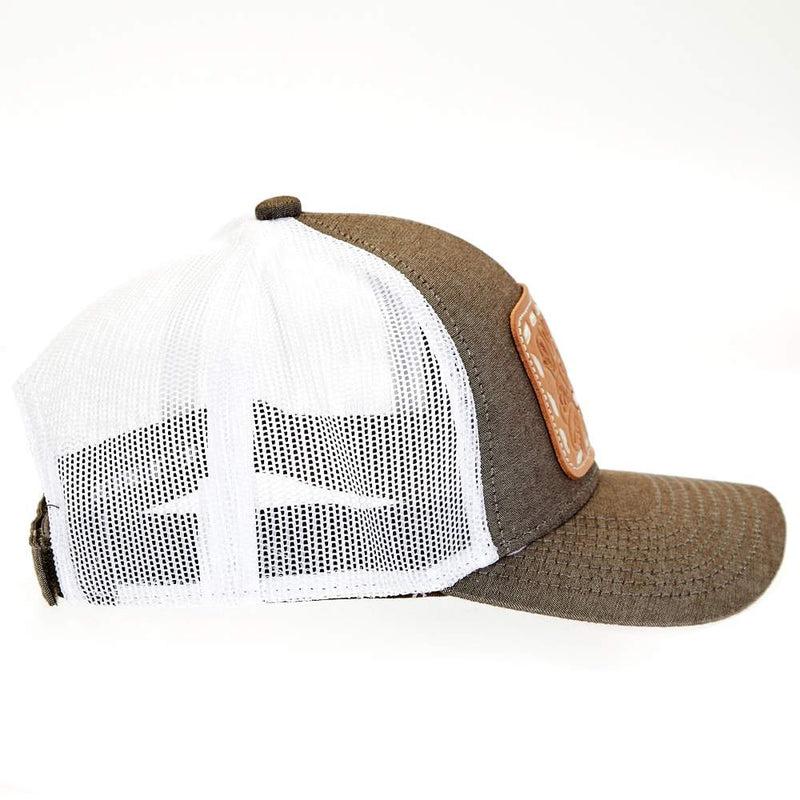 Mcintire Saddlery Heather Brown Leather Patch Cap