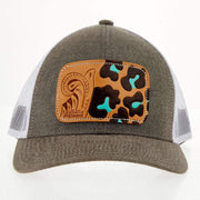Mcintire Saddlery Heather Brown Cap with Tool and Leopard Leather Patch