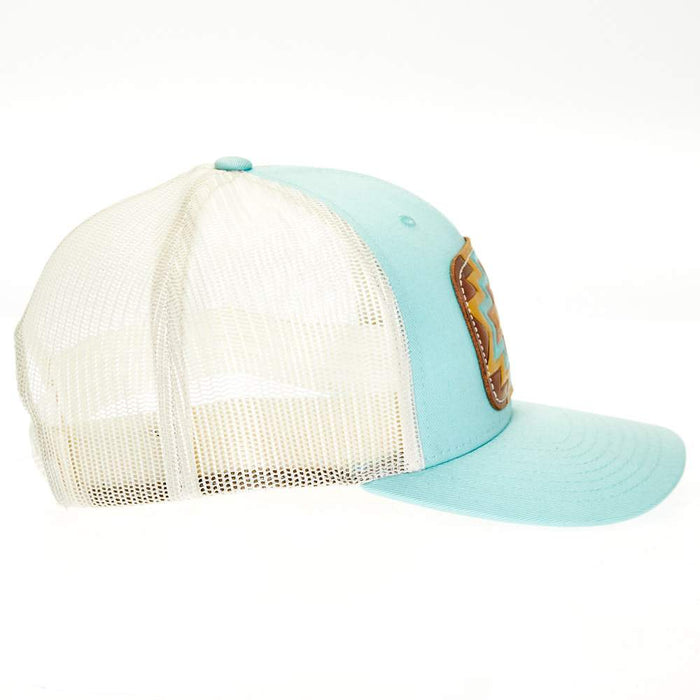 Mcintire Saddlery Light Turquoise Cap with Aztec Leather Patch