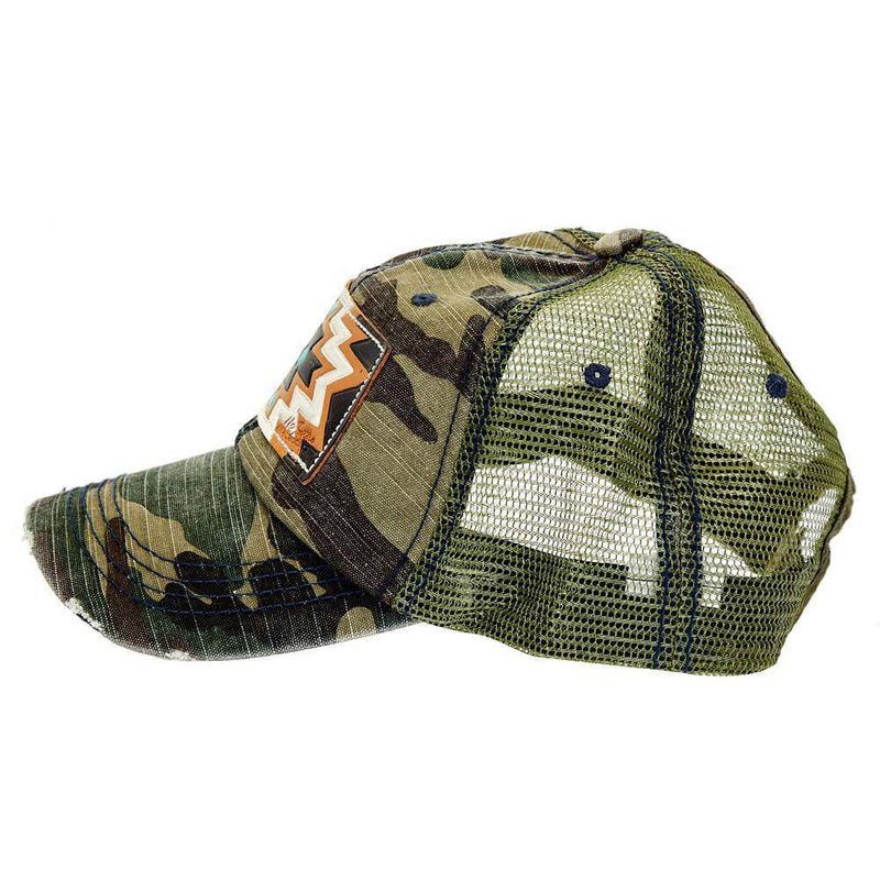 Mcintire Saddlery Camo Leather Patch Ponytail Cap