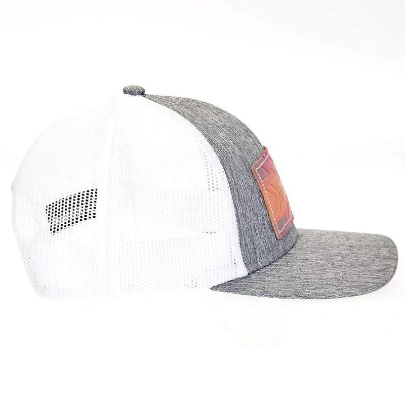 Mcintire Saddlery Heather Gray Cap with Pink Aztec Leather Patch