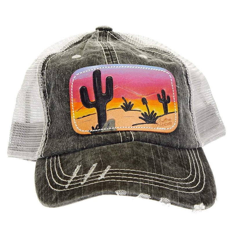 Mcintire Saddlery Charcoal Gray Cap with Dark Sunset Leather Patch