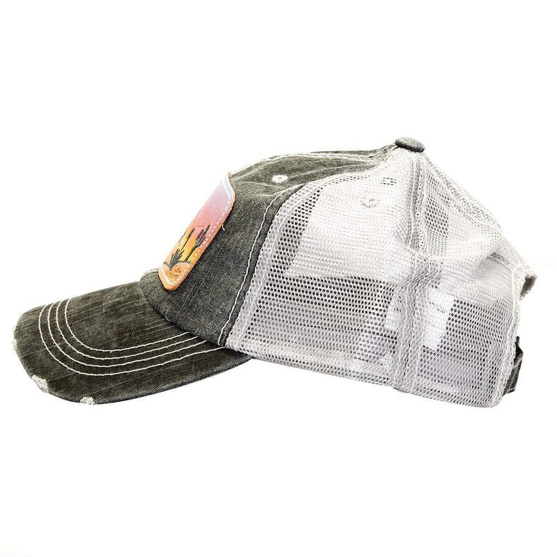 Mcintire Saddlery Charcoal Gray Cap with Dark Sunset Leather Patch