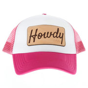 Mcintire Saddlery White and Fuchsia Howdy Foam Trucker Cap