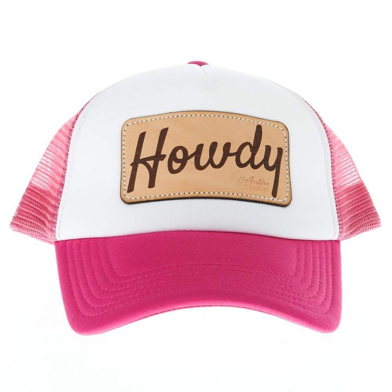 Mcintire Saddlery White and Fuchsia Howdy Foam Trucker Cap