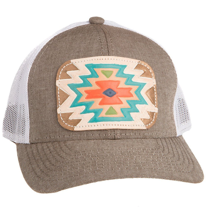 Mcintire Saddlery Fall Heathered Brown Aztec Patch Cap