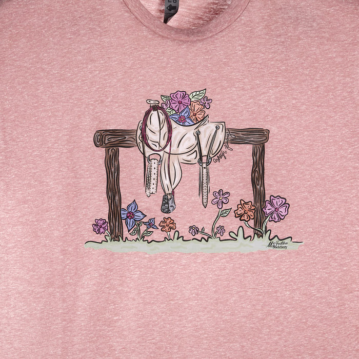 Mcintire Saddlery Women's Hitchin' Post Pink Tee Shirt