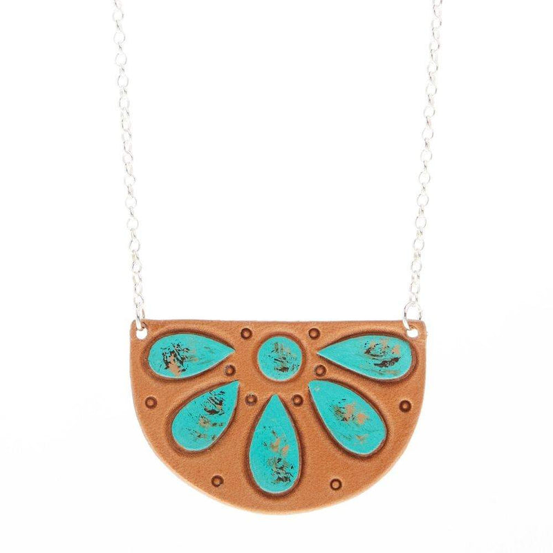 Mcintire Saddlery Turquoise Stone Flower Necklace