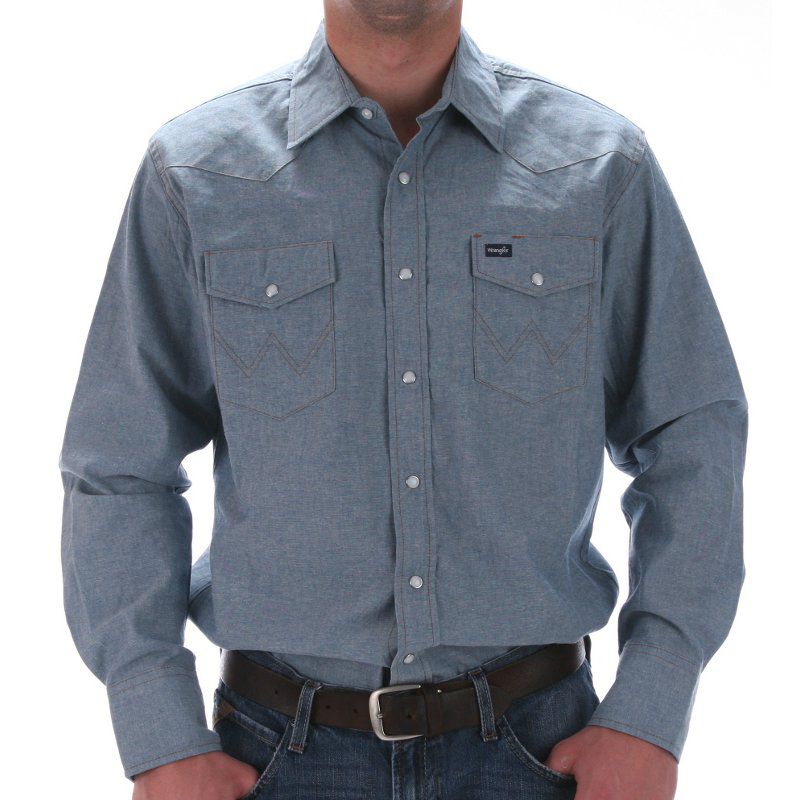 Wrangler Men's Chambray Snap Work Shirt