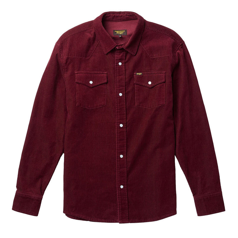 Seager Inc Mens Reagen Red Corduroy Long Sleeve Pearl Snap Shirt