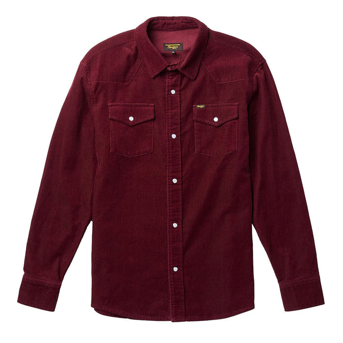 Seager Inc Mens Reagen Red Corduroy Long Sleeve Pearl Snap Shirt