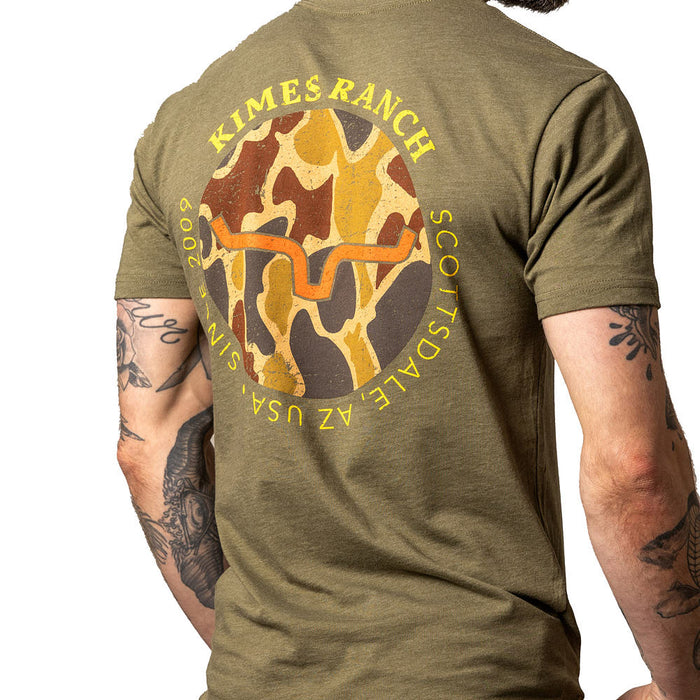 Kimes Ranch Mens Military Green Circular Duck Camo Tee